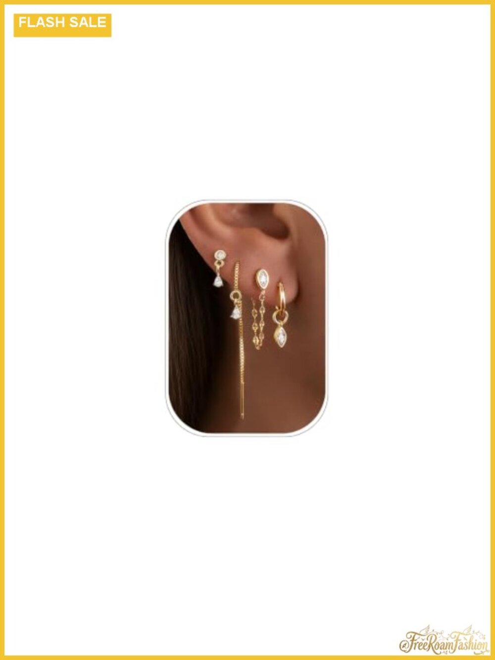 14k Gold Plated Dangle Earrings for Women - CZ Hypoallergenic Threader Huggie